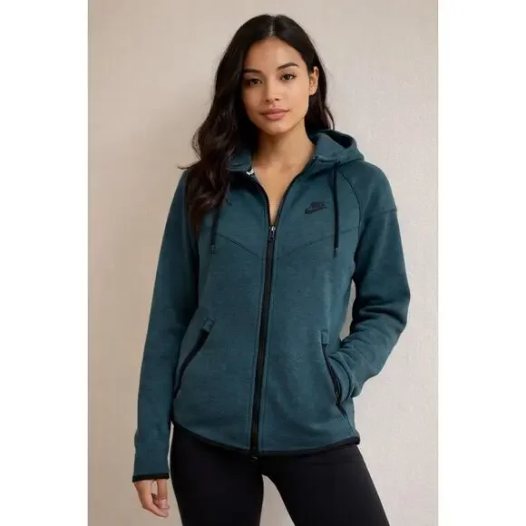Nike Tech Fleece Zip Hoodie Teal S | Y2K Athleisure Streetwear Gym Jacket - Picture 1 of 8